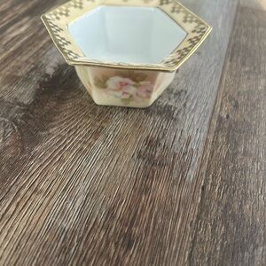 RS Germany Antique White Hexagonal Dish with Red Marking